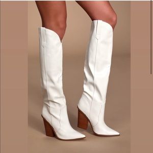 White Steve Madden leather knee high boots